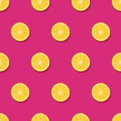 Fototapeta premium Sliced Lemon Seamless Vector Pattern