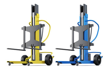 Yellow and blue loader on a white background. 3d rendering.