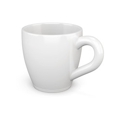 White cup isolated on white background. 3d rendering.