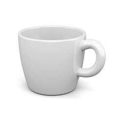 White cup isolated on white background. 3d render image.