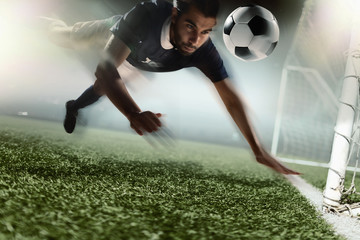 Soccer player heading soccer ball