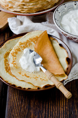 Crepes with sour cream