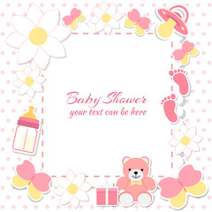 Baby shower girl, invitation card