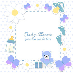 Baby shower boy, invitation card.
