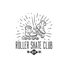 Roller skates label, badge and design element
