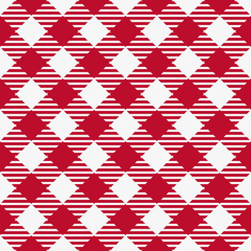 Seamless corporate red and white basic plaid checked fashion pattern vector