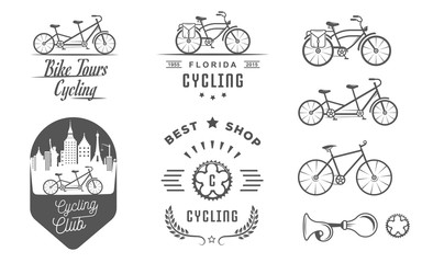 Fototapeta premium Set Vintage Cycling and Bicycle Sign and Badges