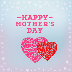 Fototapeta na wymiar Happy Mother's day inscription on blurred soft background. Celebration greeting card design template.
