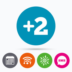 Fototapeta premium Plus two sign. Add two symbol.