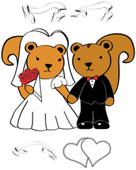 squirrel couple married cartoon pack in vector format