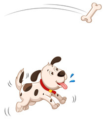 Naklejka premium Puppy catching piece of bone
