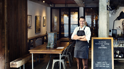 Coffee Shop Cafe Owner Service Concept