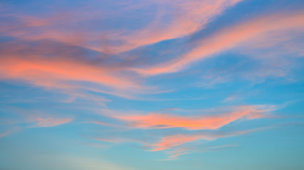 Blue sky with clouds during sunset.