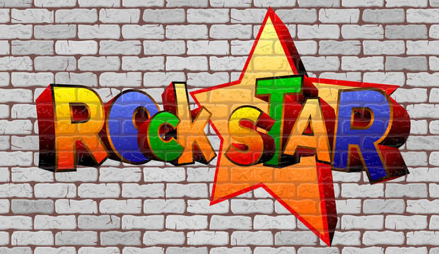 Fototapeta Graffiti rock star on the wall