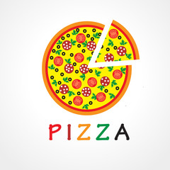 Pizza slice logo. Pizza flat icons isolated on white background