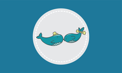 Teal Whale Couple
