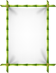 Illustration of blank sign with bamboo frame