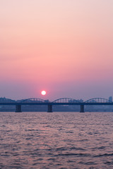 Seoul, South Korea: sunset on the Han river