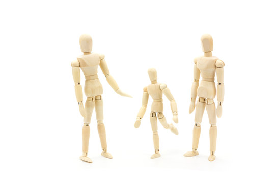 Wooden Manikin Figures Jointed Doll Model.Isolated on white