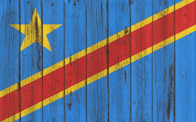 Flag of Congo painted on wooden frame
