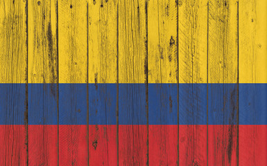 Flag of Columbia painted on wooden frame
