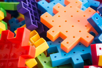 Colorful plastic jigsaw puzzle game
