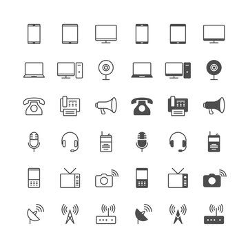 Communication device icons, included normal and enable state.