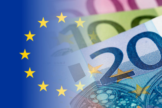 Eu Flag With Euro Banknotes