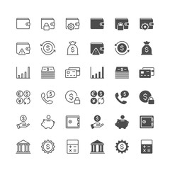 Financial management thin icons, included normal and enable stat