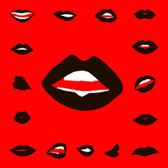 Set lips girl silhouette