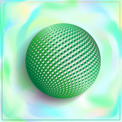3D Illustration sphere with Halftone-Effect in the background on a blurred fog background 