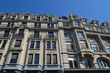 Old houses on the grand place market square of the city of Brussels
