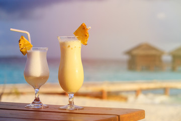 Two cocktails on luxury beach resort