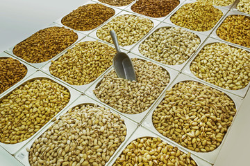 assortment of pistachios in the Arab market in souq at Deira