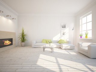 White modern interior design 