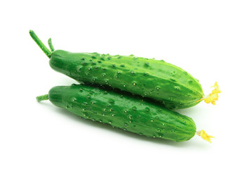 Ripe cucumbers isolated on a white background