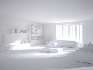 Fototapeta na wymiar White modern interior design 