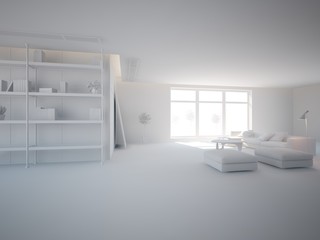 White modern interior design 