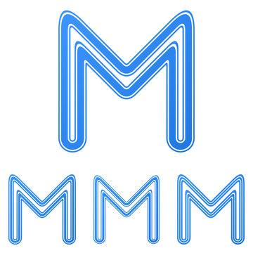 Blue Letter M Logo Design Set