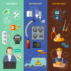 Electricians banners call a professional electrician electrical