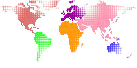 Fototapeta na wymiar World map in round dot