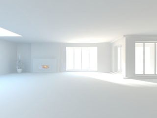 White modern interior design 