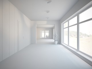 White modern interior design 