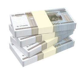 Belarusian rubles bills isolated on white background. 3D illustration.