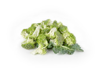 raw broccoli on white background