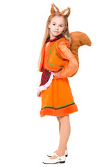 Little girl posing in a squirrel dress