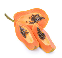 papaya on white background