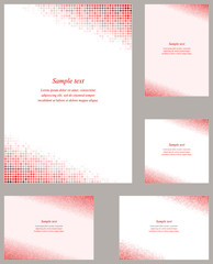 Fototapeta premium Red circle mosaic page corner design set