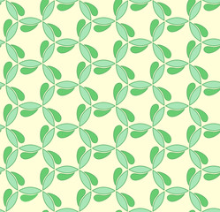 Seamless colored ornament. Modern stylish geometric pattern with repeating green leafs