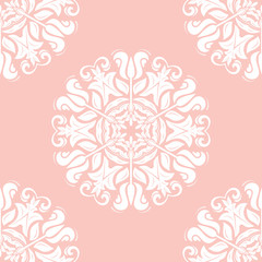 Oriental classic pink and white ornament. Seamless abstract pattern